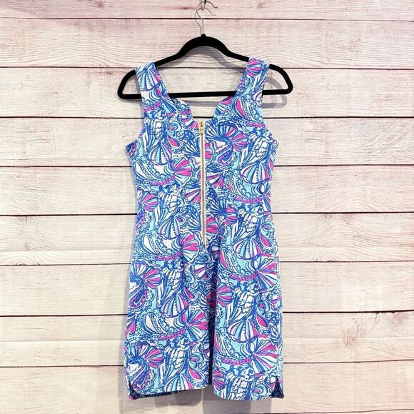 Lilly Pulitzer Target 20th Anniversary My Fans Shift Dress Blue Pink Crochet - Picture 12 of 13